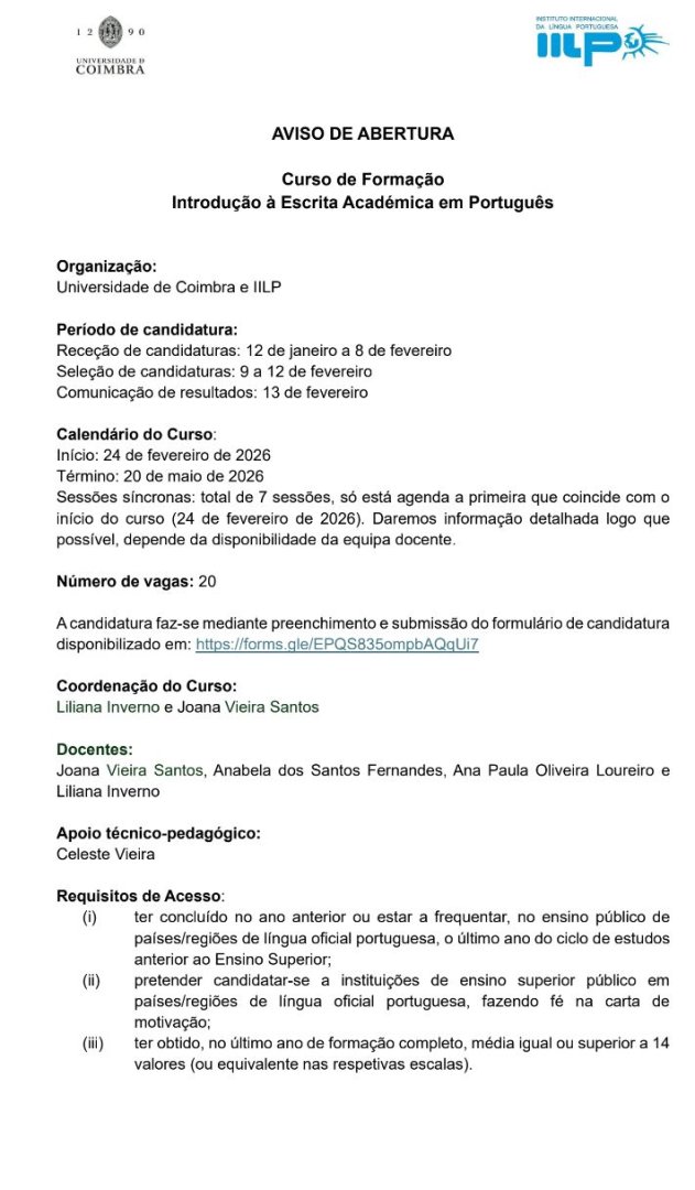 𝐈 𝐄𝐃𝐈ÇÃ𝐎 𝐃𝐎 𝐂𝐔𝐑𝐒𝐎 𝐈𝐍𝐓𝐑𝐎𝐃𝐔ÇÃ𝐎 À 𝐄𝐒𝐂𝐑𝐈𝐓𝐀 𝐀𝐂𝐀𝐃É𝐌𝐈𝐂𝐀 𝐄𝐌 𝐏𝐎𝐑𝐓𝐔𝐆𝐔Ê𝐒