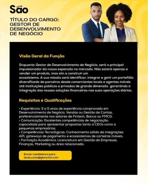Vaga Para Gestor de Desenvolvimento de Negócio