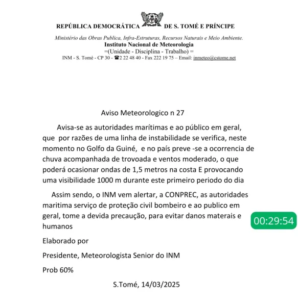 Aviso Meteorológico n 27
