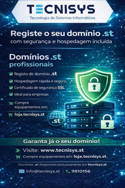 Aquisição do domínio.st é exclusivamente na tecnisys.st